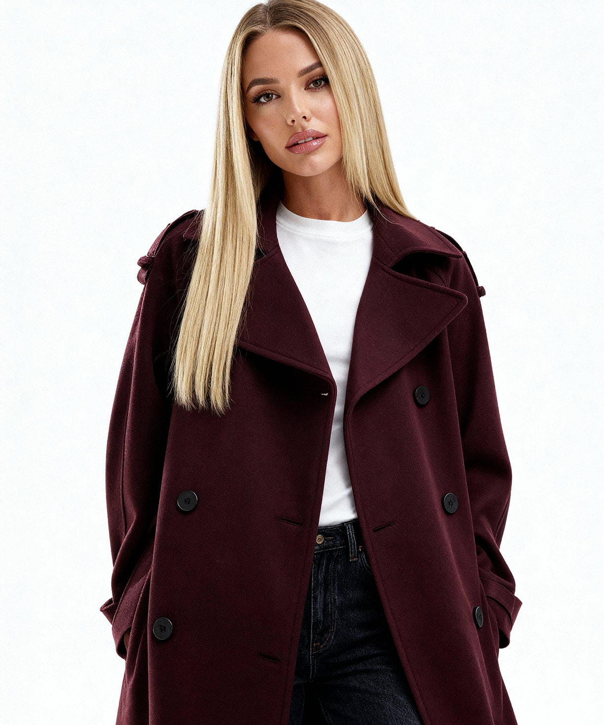 Nora | Elegante gabardina burdeos