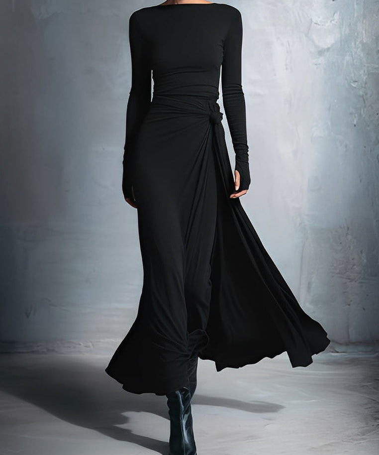 Naiara ❘ Vestido largo con lado nude