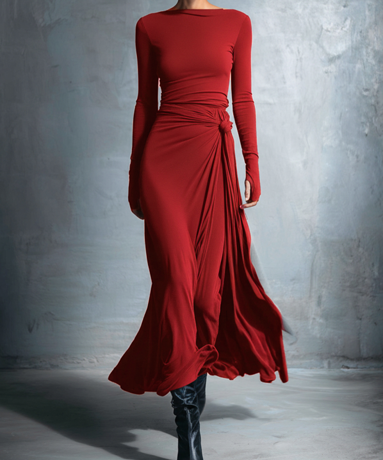 Naiara ❘ Vestido largo con lado nude