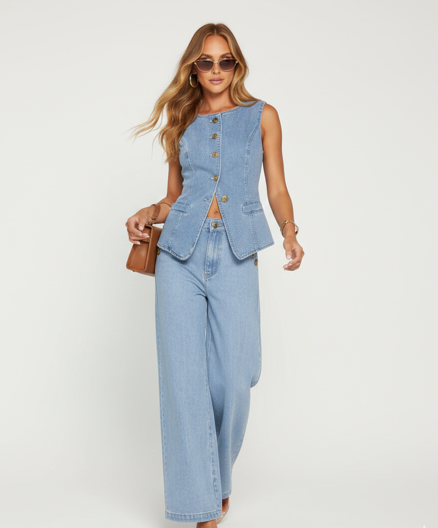 Conjunto Denim "Soho" – Chaleco y Pantalón