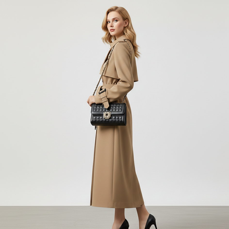 Trench Coat –  Forro de Cuadros y Cinturón Ajustable
