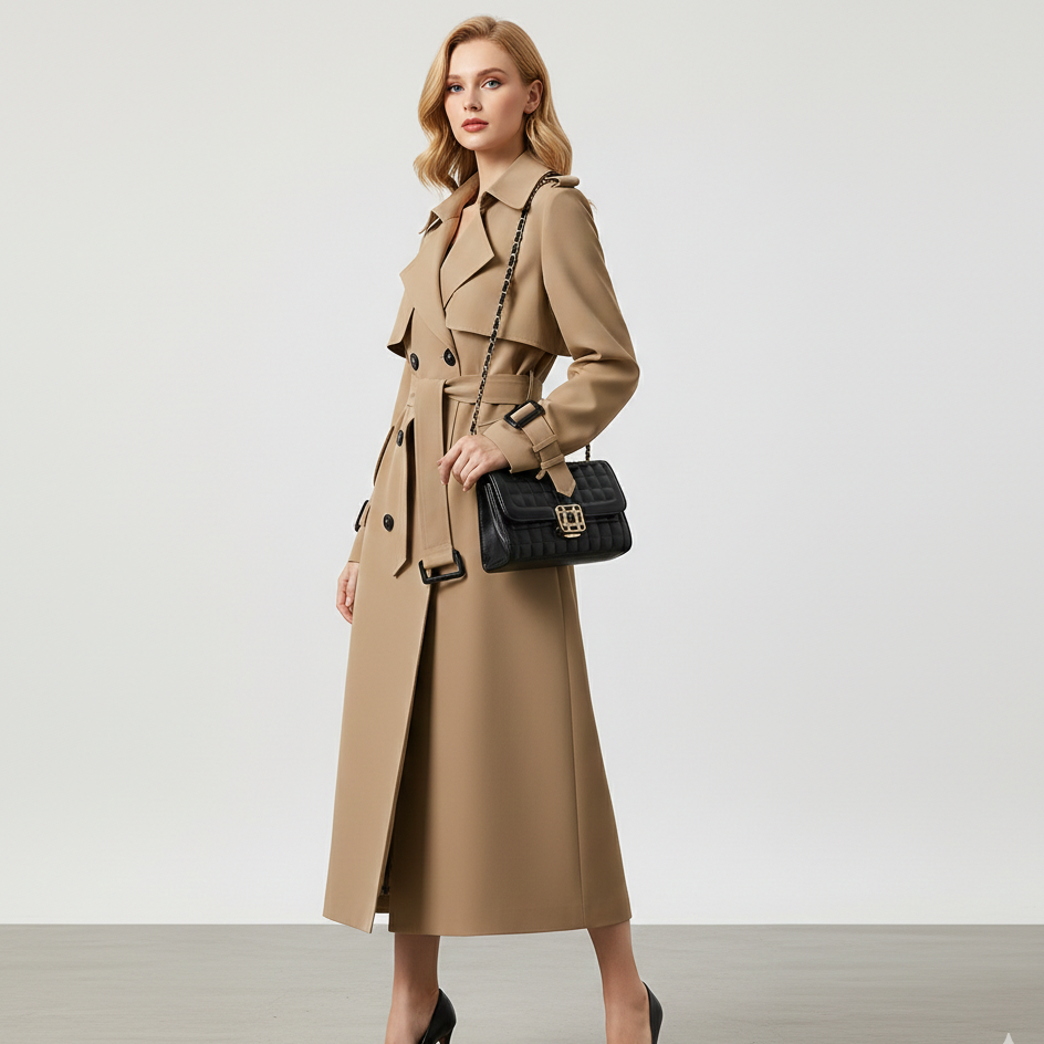 Trench Coat –  Forro de Cuadros y Cinturón Ajustable