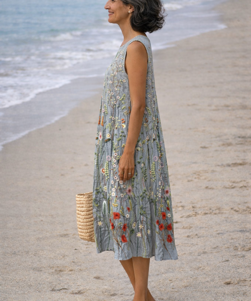 Cara | Vestido midi con flores silvestres