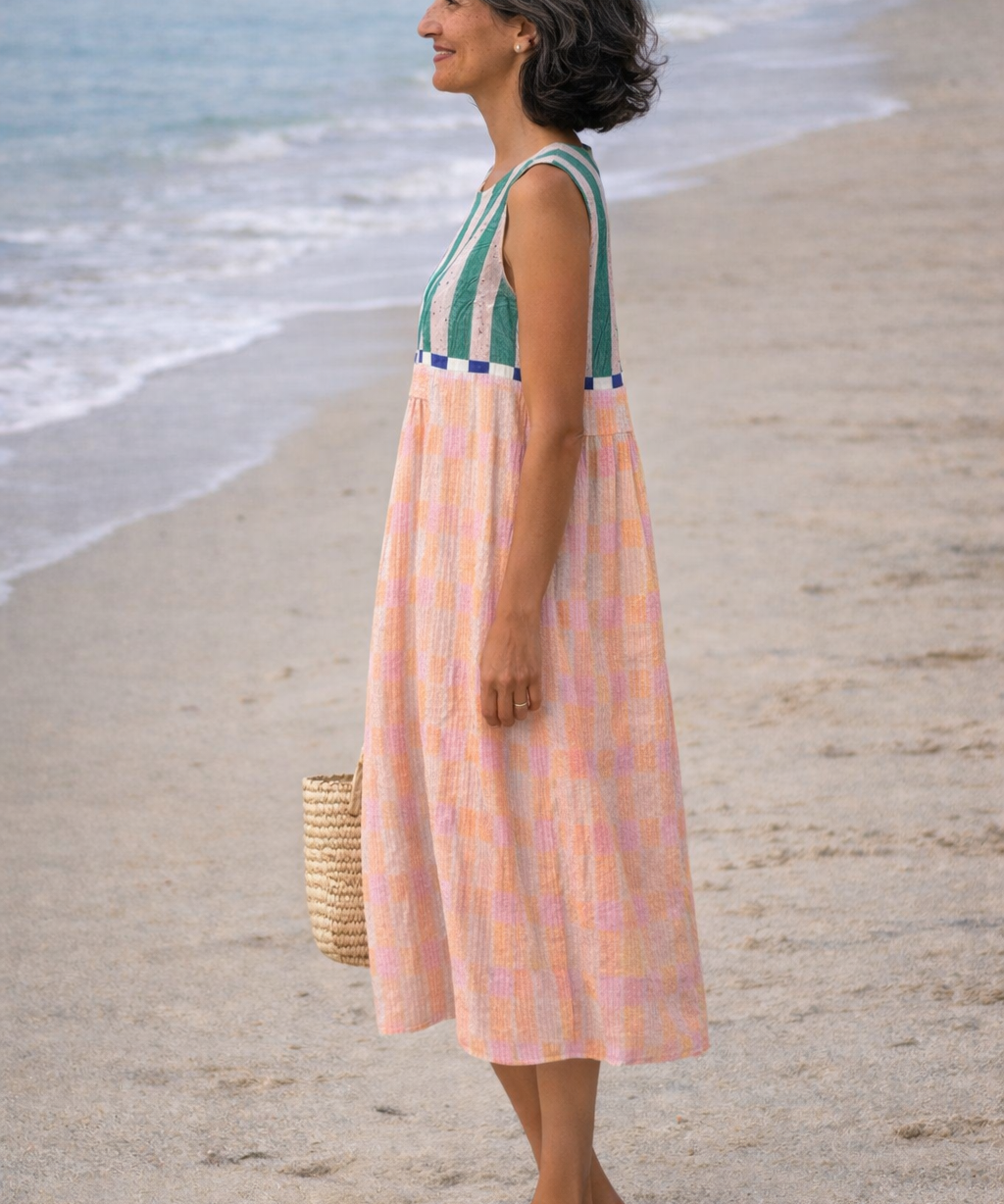 Lilia | Vestido midi de rayas pastel