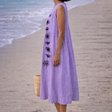 Emma | Vestido midi con flores violetas