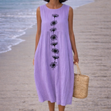 Emma | Vestido midi con flores violetas