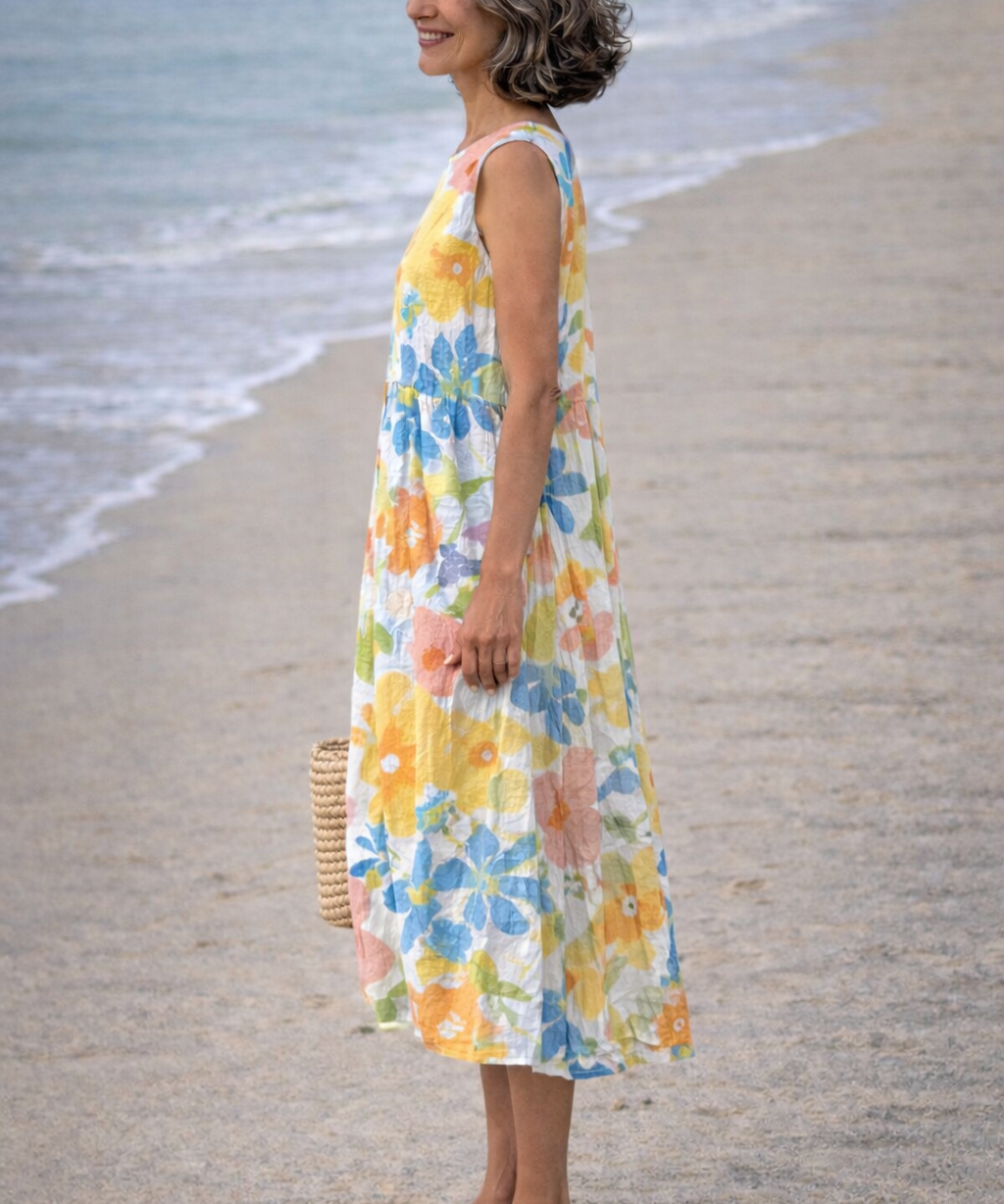 Ella | Vestido midi con flores pastel