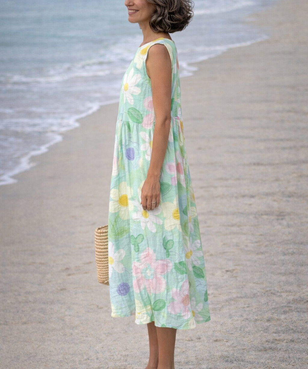 Irene | Vestido midi con flores pastel