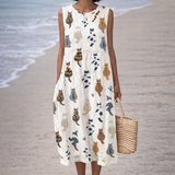 Alina | Vestido midi con estampado de gatos lindos