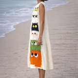 Zoé | Vestido midi con estampado de gato lindo