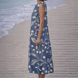 Estela | Vestido midi sin mangas con flores vintage