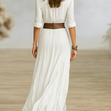 Aurora - Vestido ancho de lino con cuello invertido