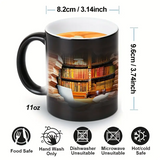 Taza térmica de cerámica mágica con diseño de estantería de libros