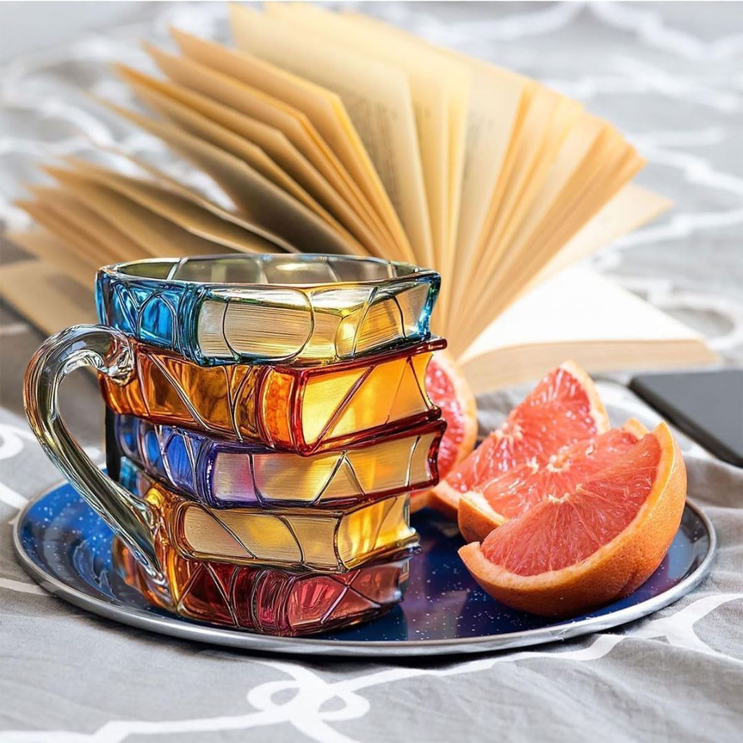 Taza 3D hecha a mano para amantes de los libros