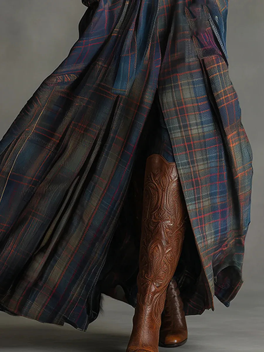 Edurne | Vestido largo azul ante