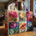 Borsa imbottita realizzata a mano con un mix di fiori