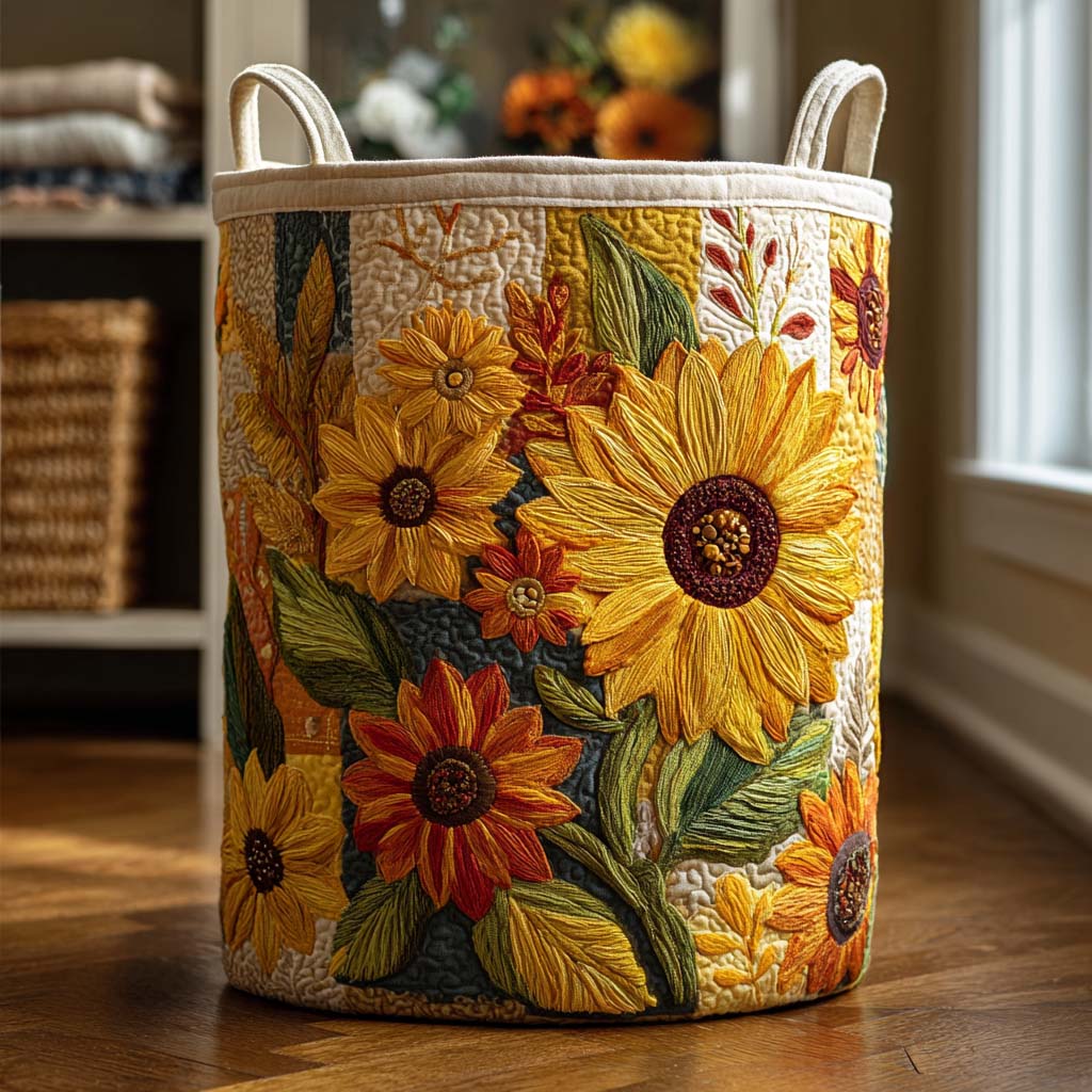 Sueño de Girasol | Cesta de Ropa Acolchada