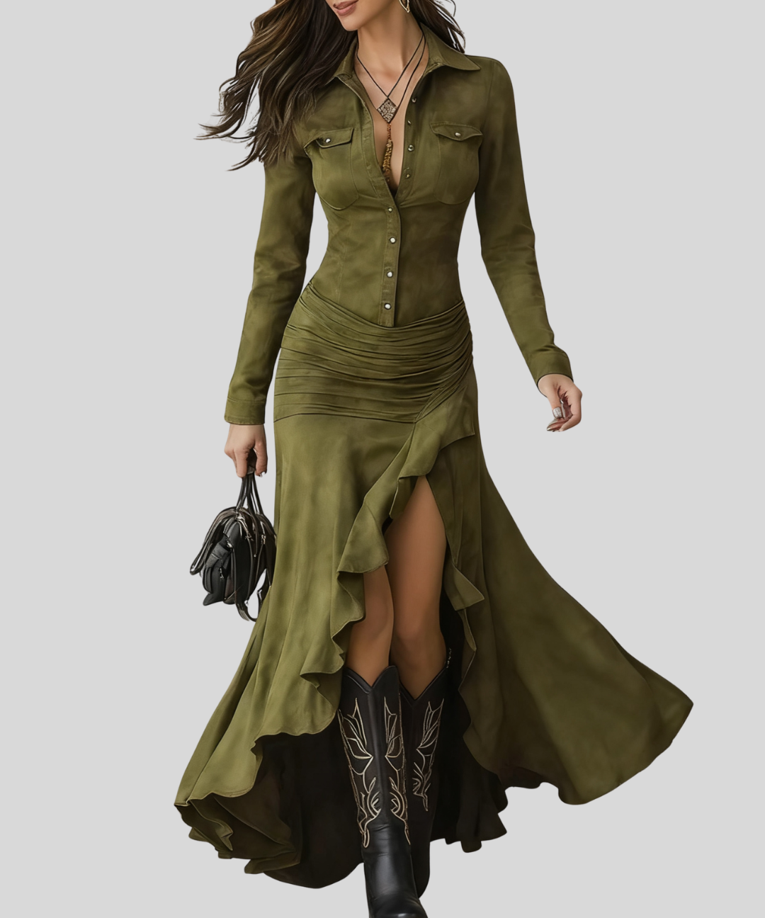 Ariadna | Vestido ancho con volantes