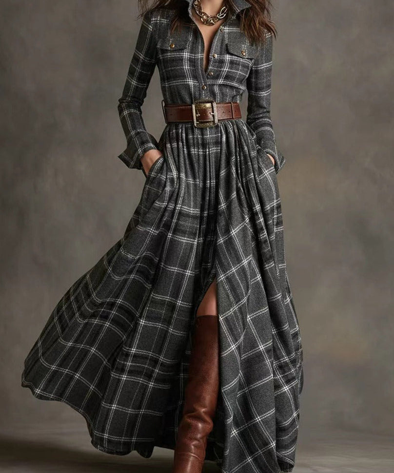 Rossé | Vestido cuadrado ancho con cinturón