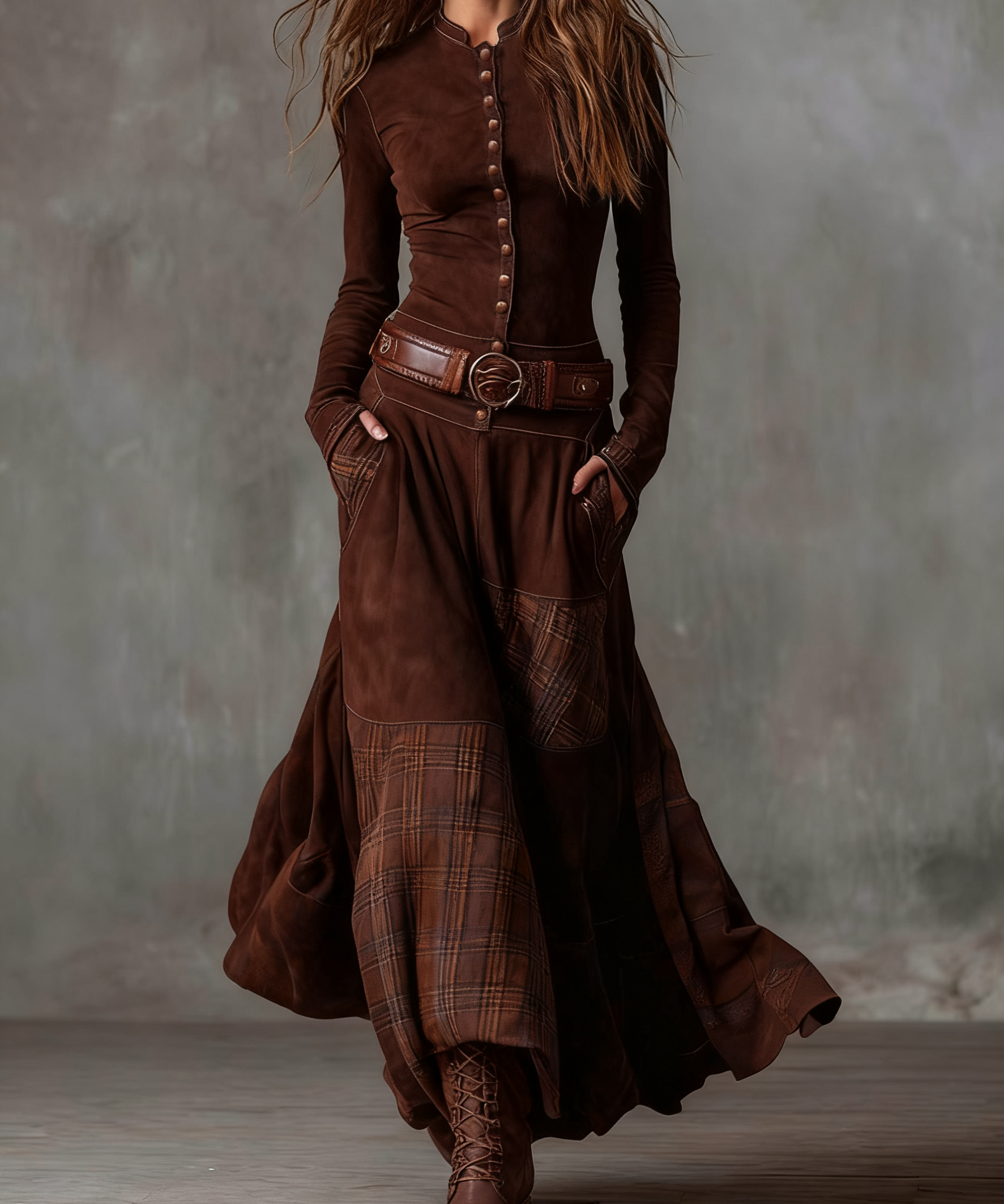 Azucena - Vestido largo con cinturón