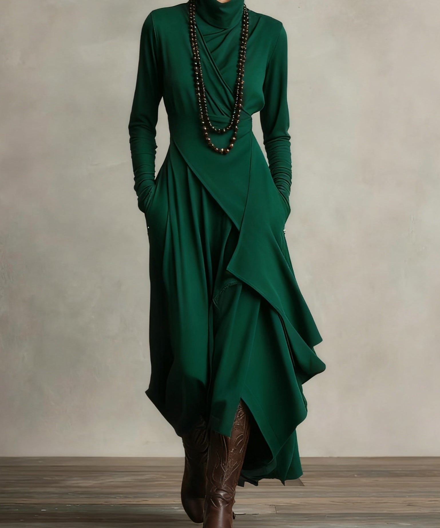 Malva | Vestido largo con cuello alto