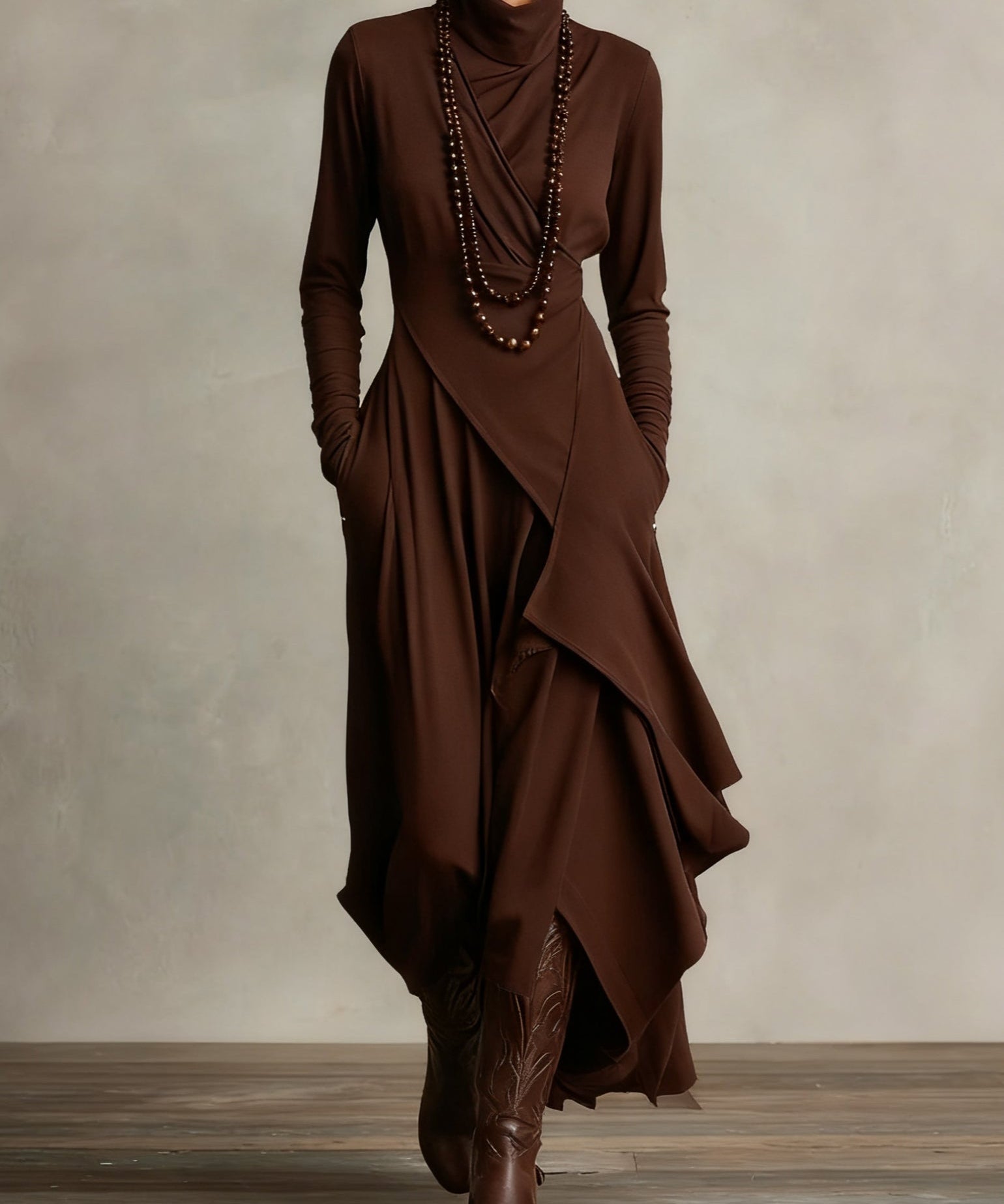 Malva | Vestido largo con cuello alto