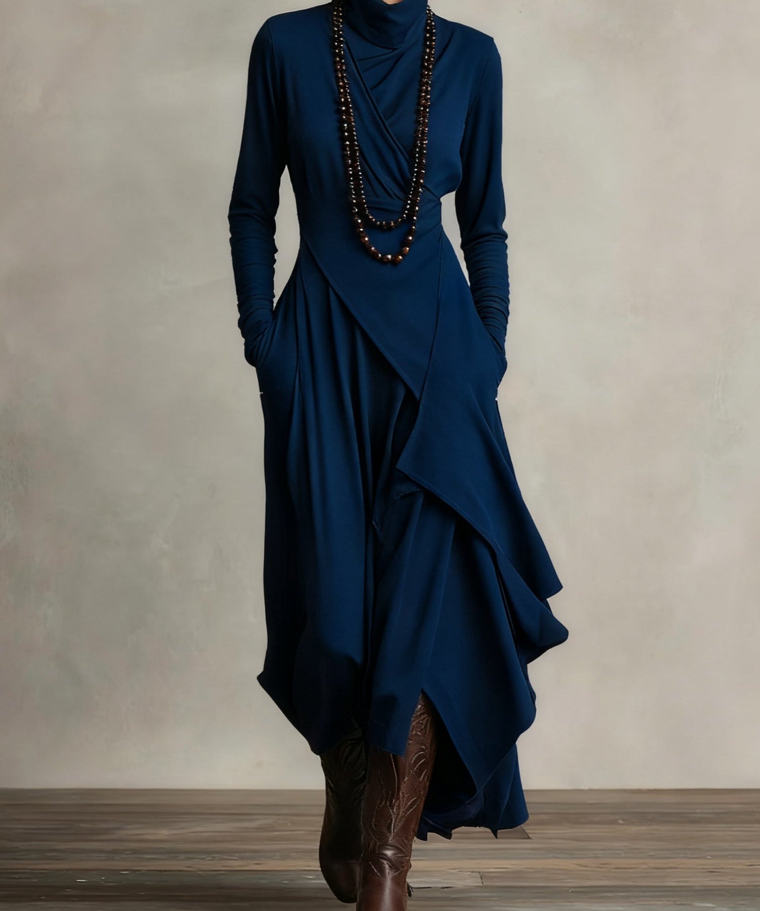 Malva | Vestido largo con cuello alto