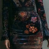 Liora | Vestido mini terciopel floral con encaje