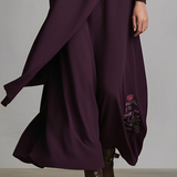 Melina | Vestido largo morado con cintura alta y pliegues asimétricos