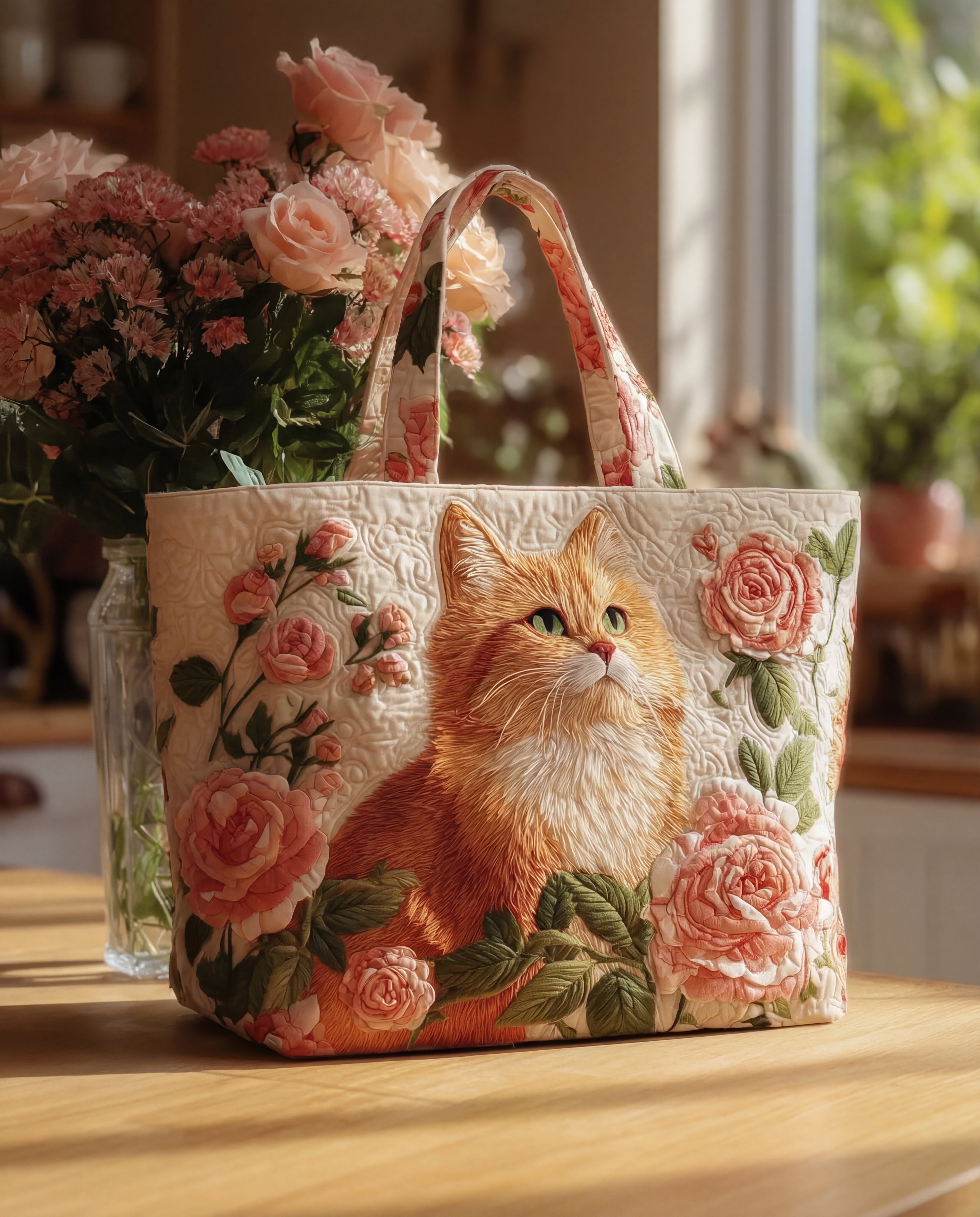 Bolso Artesanal “Gato con Rosas”