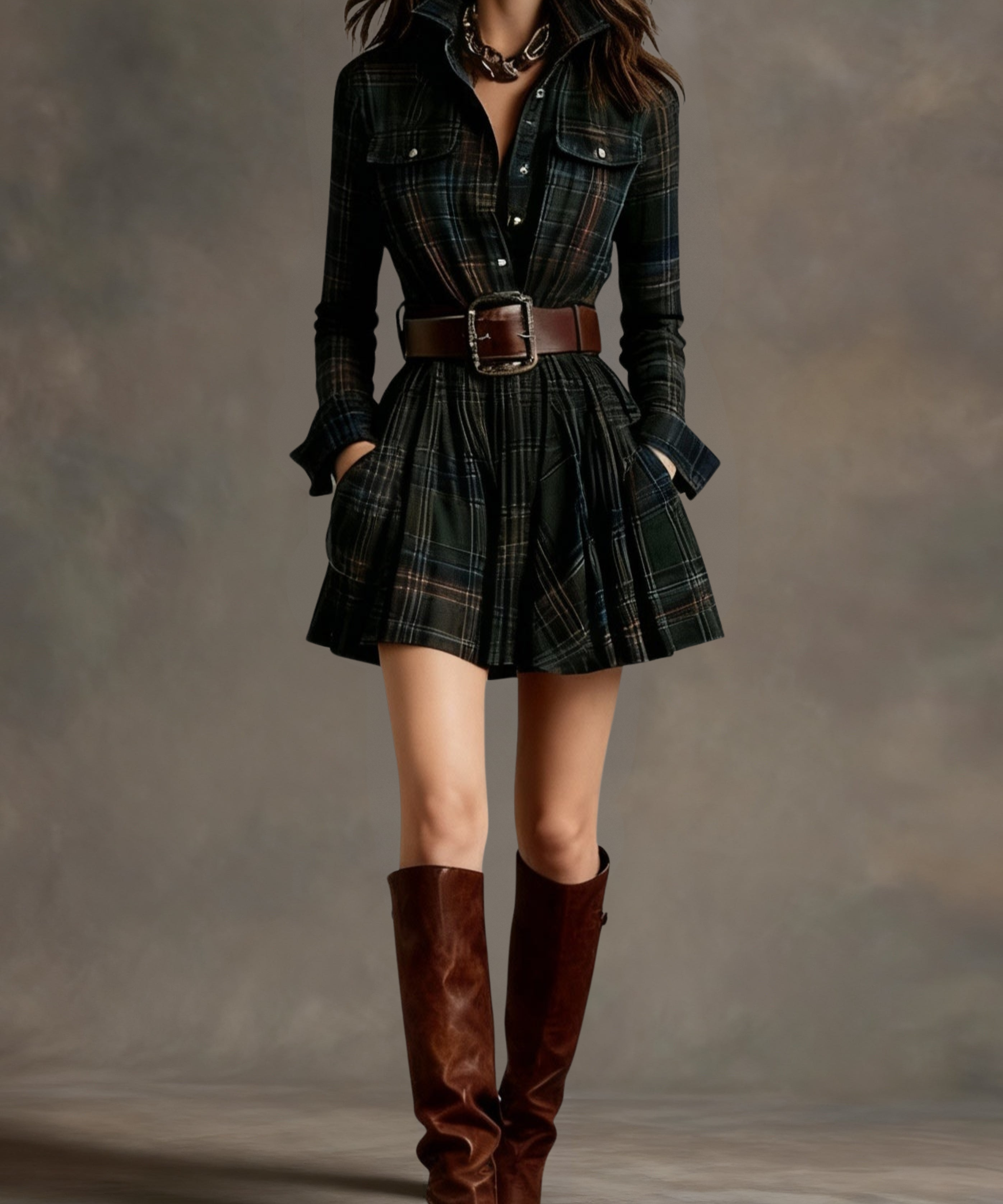 Barbara ║ Vestido camisero vintage a cuadros