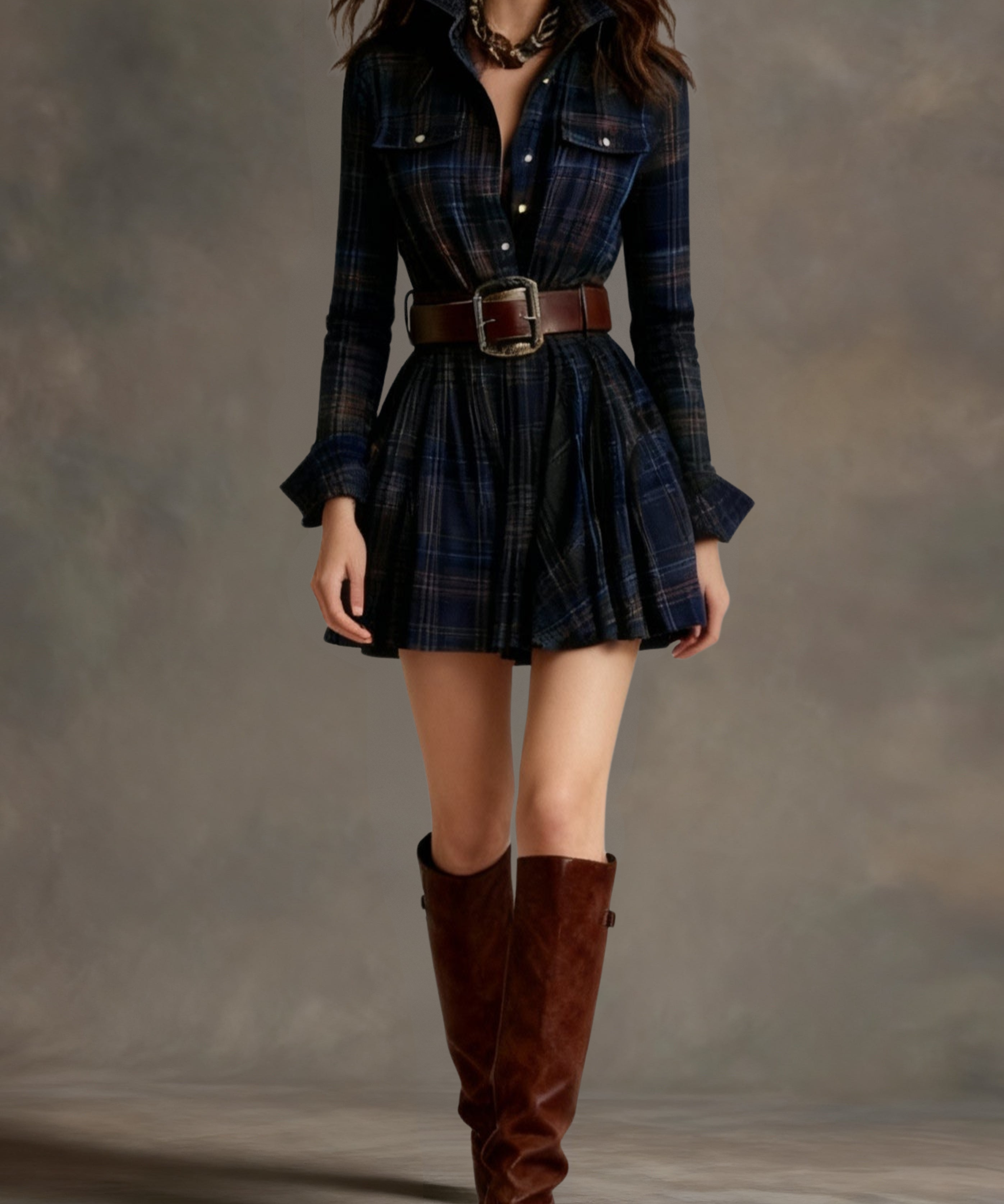 Barbara ║ Vestido camisero vintage a cuadros
