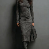 Lorena · Vestido midi ancho marrón