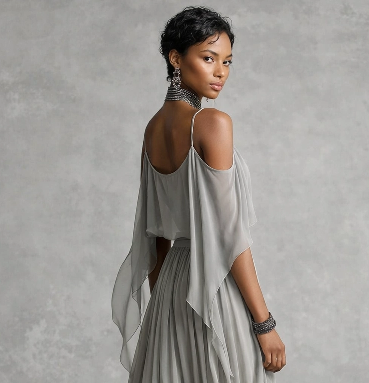 Carla | Conjunto fluido gris con top de tirantes y pantalón ligero