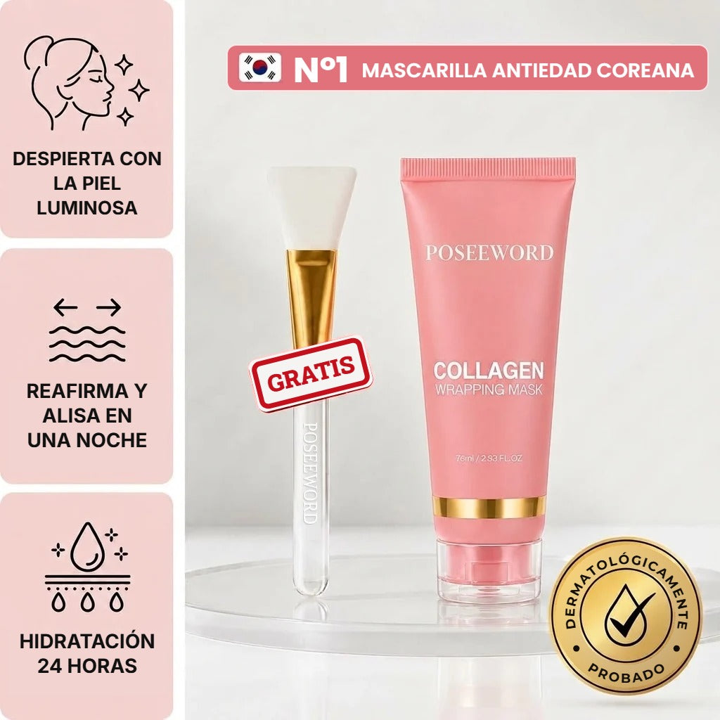 [es] Mascarilla nocturna de colágeno POSEEWORD con pincel aplicador de regalo