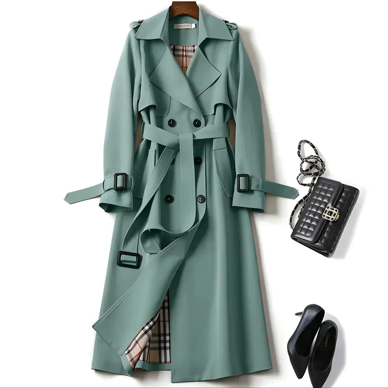 Trench Coat –  Forro de Cuadros y Cinturón Ajustable