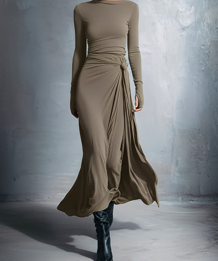 Naiara ❘ Vestido largo con lado nude