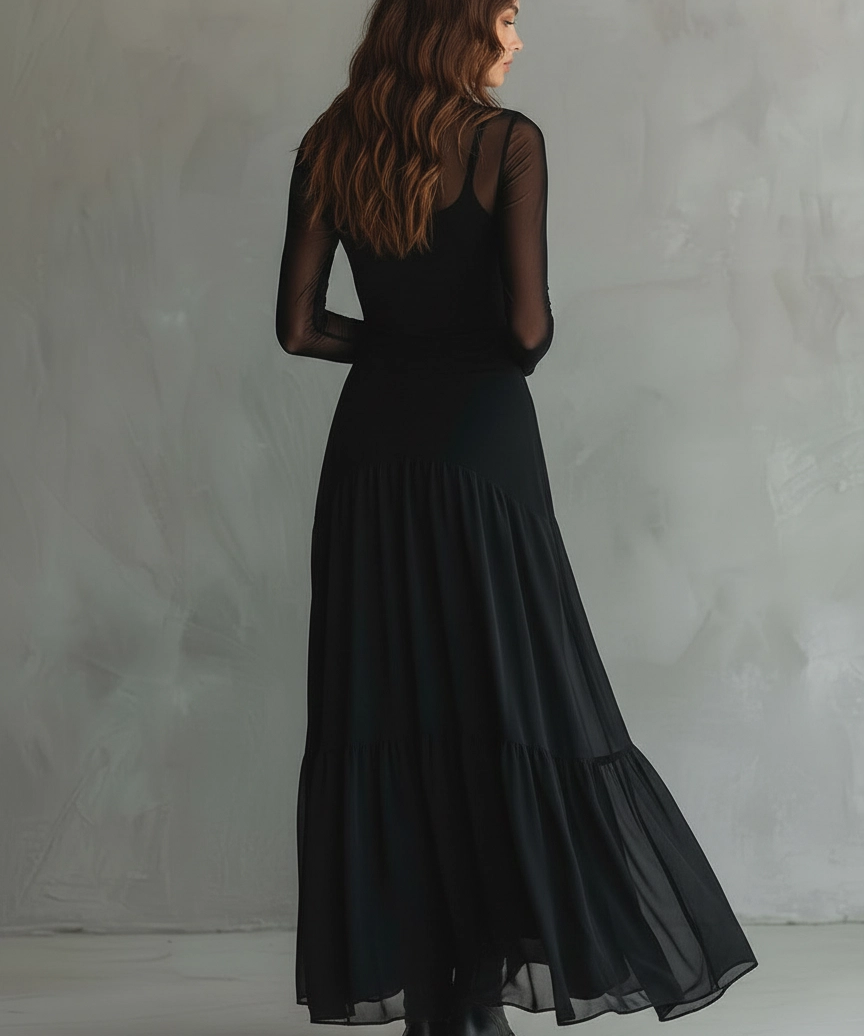Yedra | Vestido largo fluido de tul 