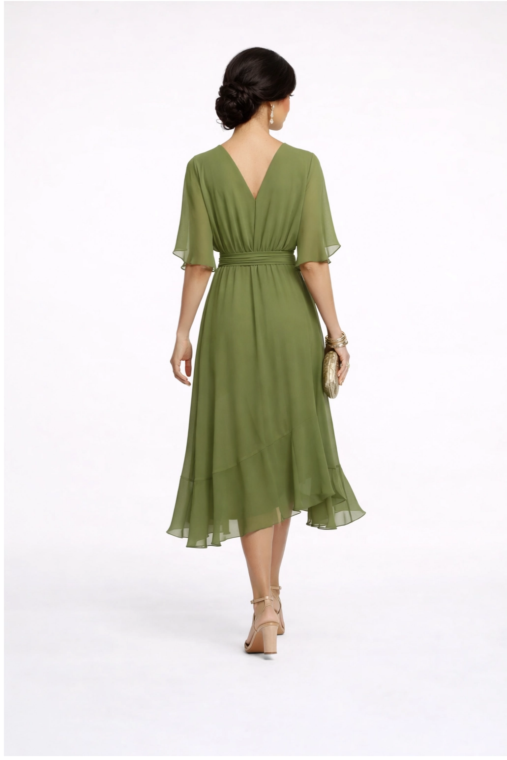 Olivia -Midi chiffon escote en V