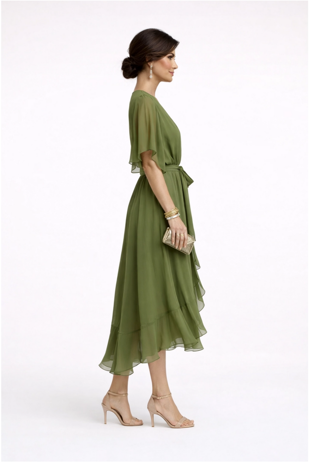 Olivia -Midi chiffon escote en V