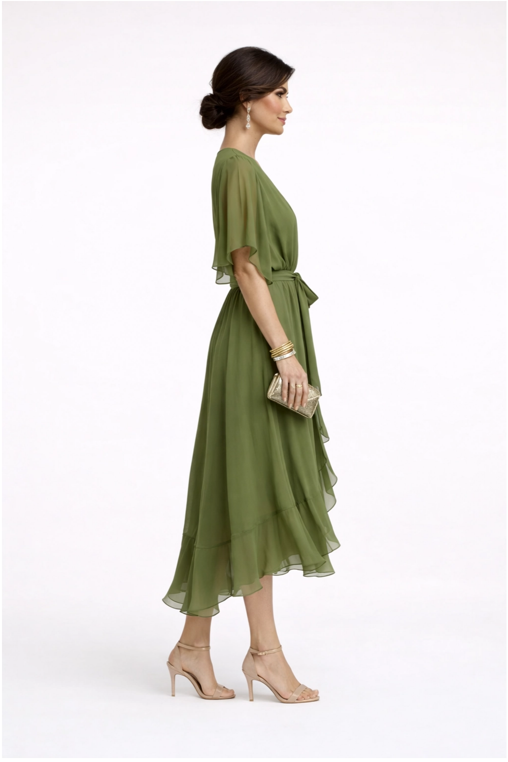 Olivia -Midi chiffon escote en V