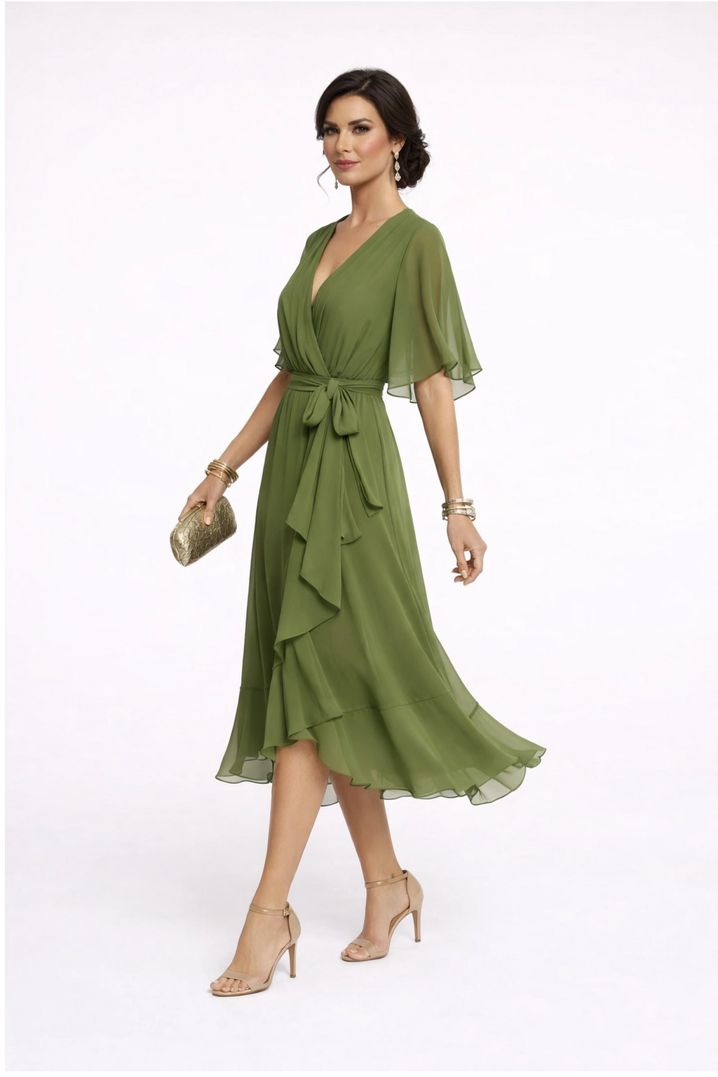 Olivia -Midi chiffon escote en V