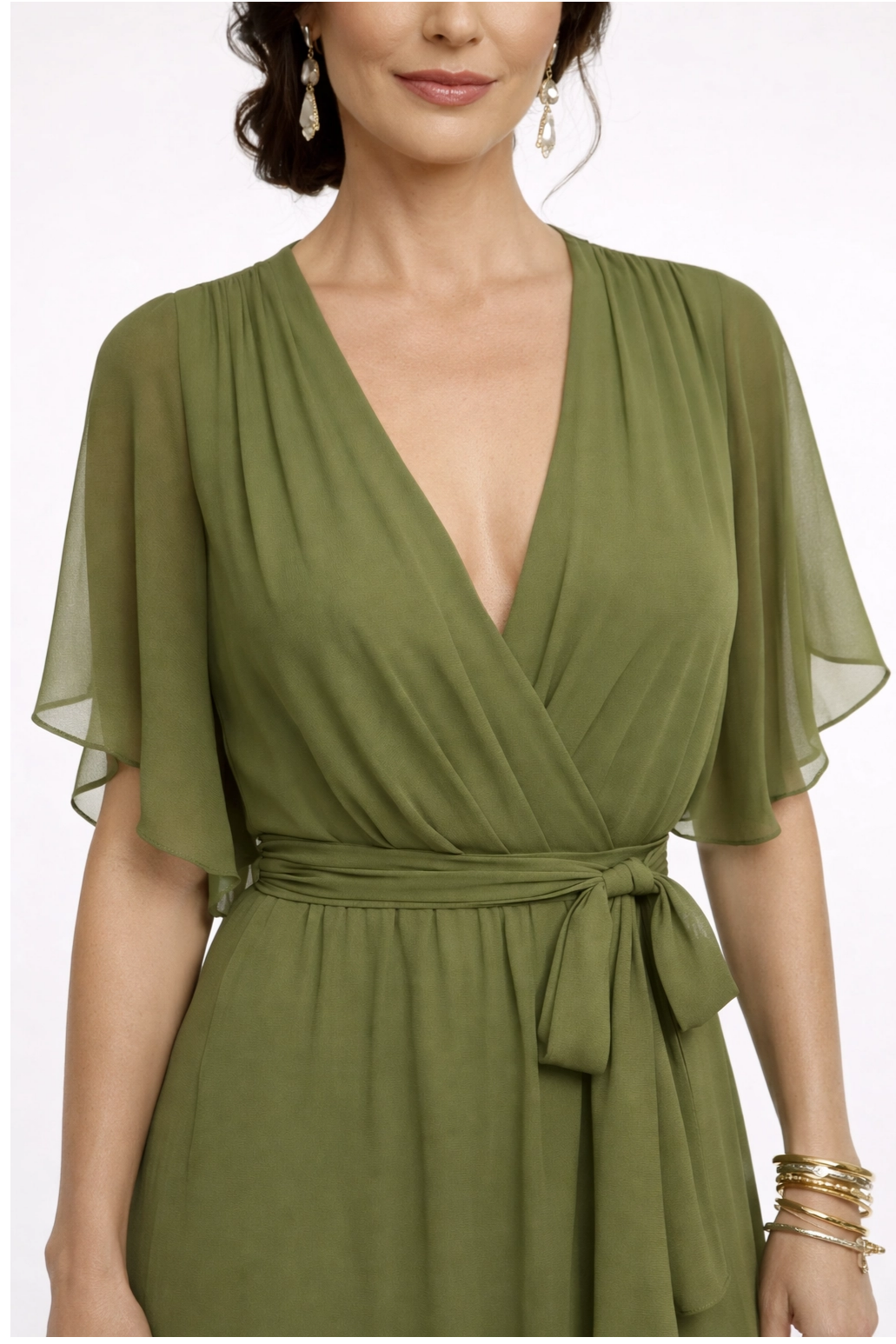 Olivia -Midi chiffon escote en V