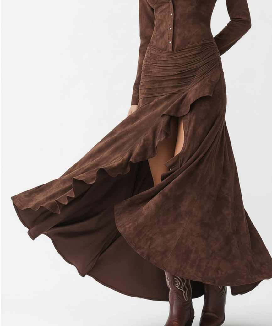 Ariadna | Vestido ancho con volantes