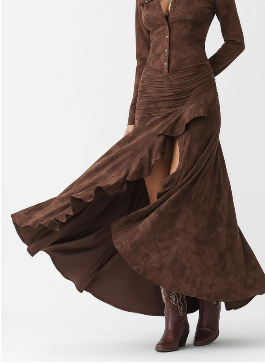 Ariadna | Vestido ancho con volantes