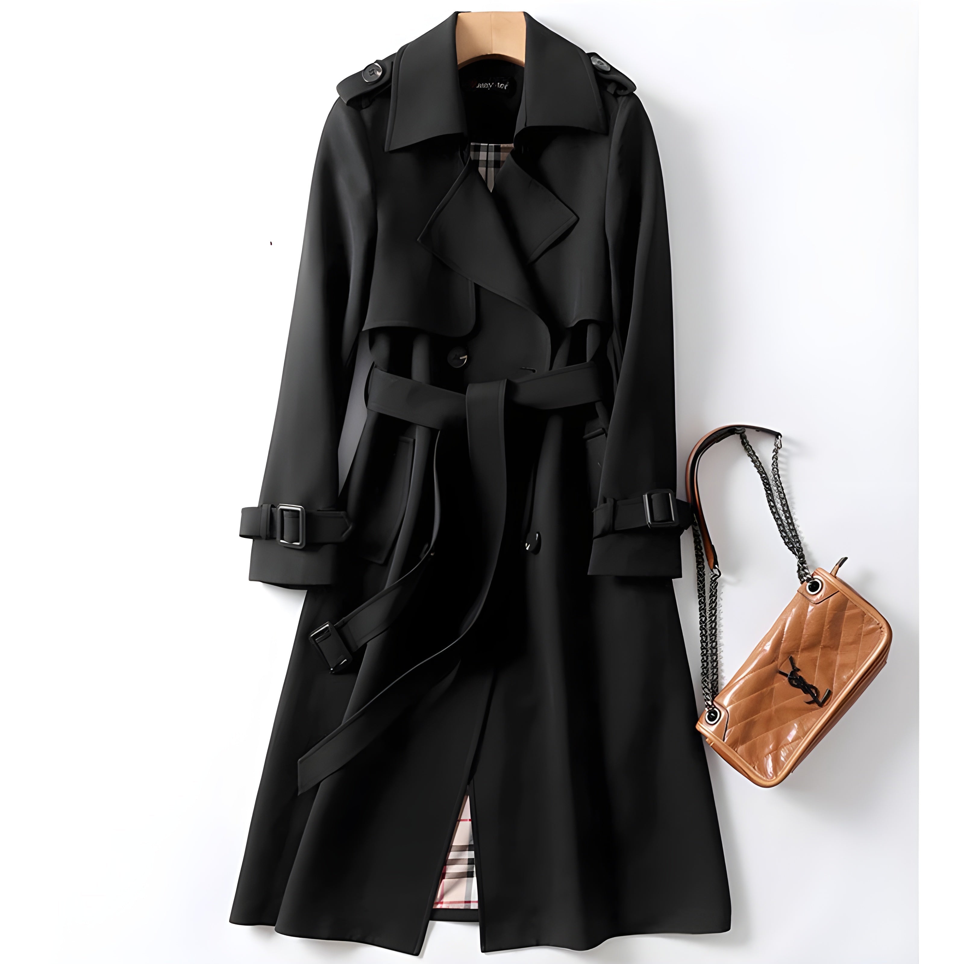 Trench Coat –  Forro de Cuadros y Cinturón Ajustable